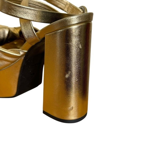 ASOS DESIGN Note knotted platform heeled sandals in gold Woman’s SZ. 4.5 - Picture 12 of 16